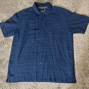 Quiksilver Waterman Men’s XL Blue Plaid Short Sleeve Button Front Shirt Casual